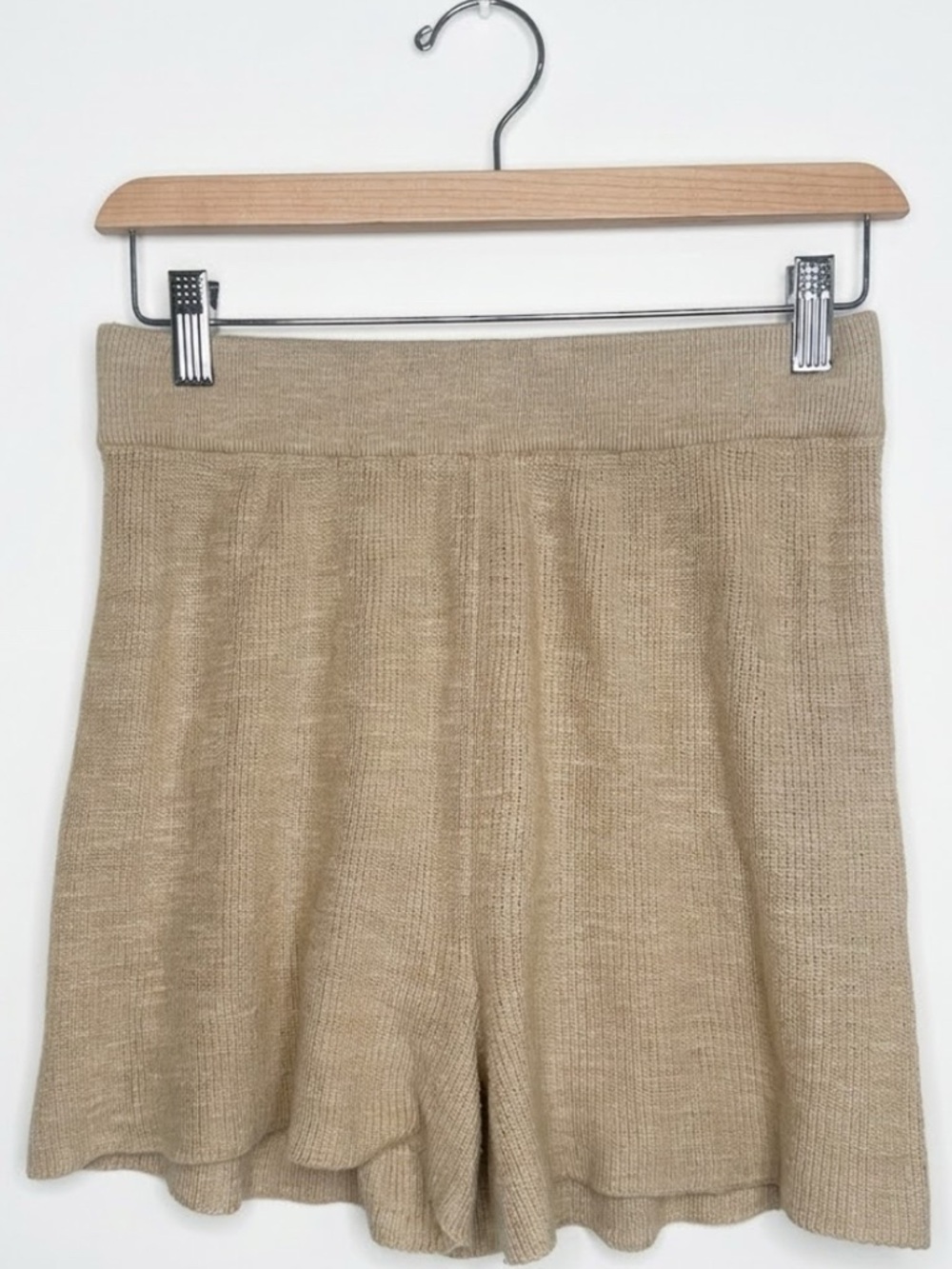 Free People Beach Tan Knit High-Rise Lounge Shorts